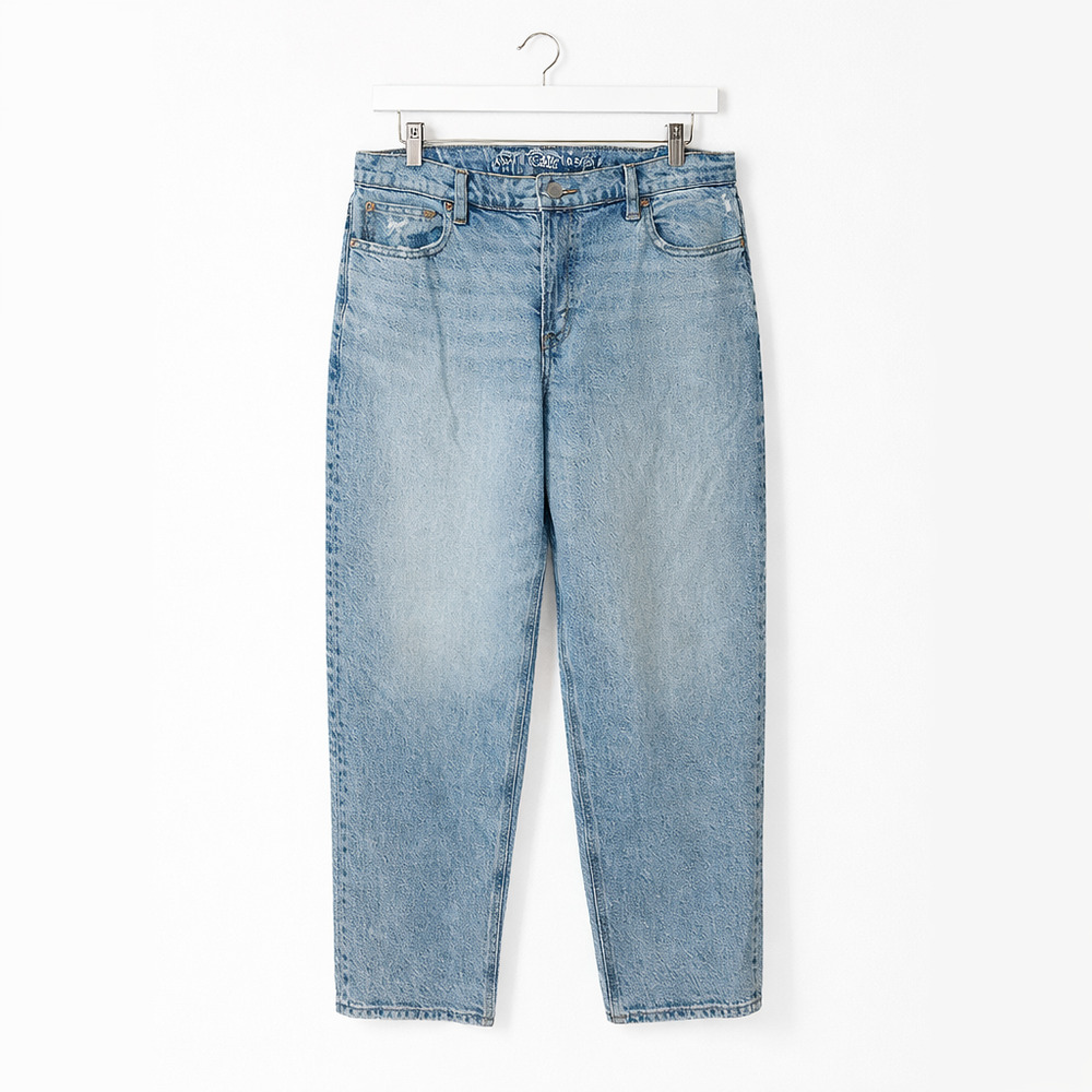 American Eagle Barrel Jeans Size 8 Regular Light Wash High Rise Relaxed Tapered - Picture 3 of 8